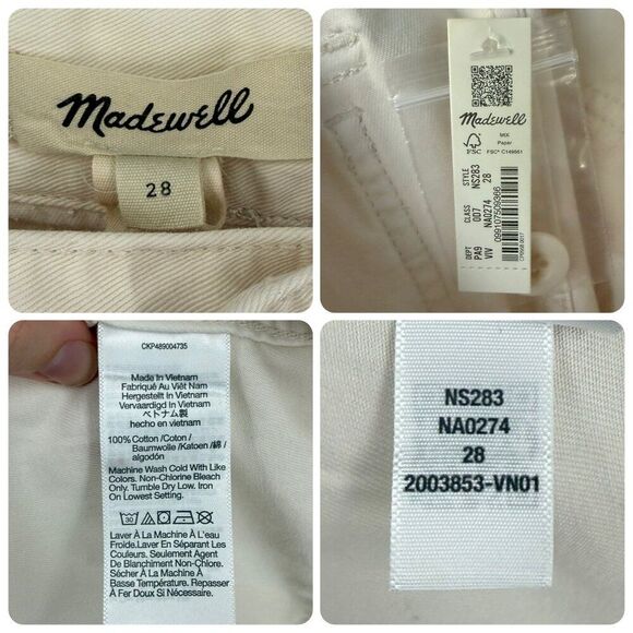 NWT Madewell Belted Slouchy Straight Cargo Pants in Vintage Ivory | Size 28 - Picture 9 of 9
